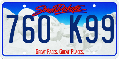 SD license plate 76OK99
