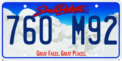SD license plate 76OM92
