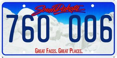 SD license plate 76OO06