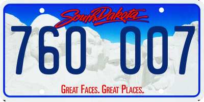SD license plate 76OO07