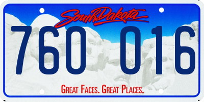 SD license plate 76OO16