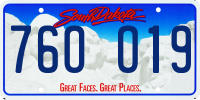 SD license plate 76OO19