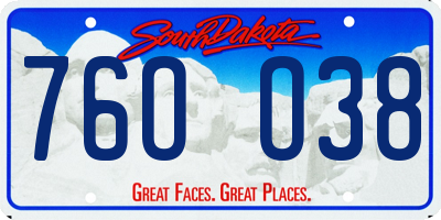 SD license plate 76OO38