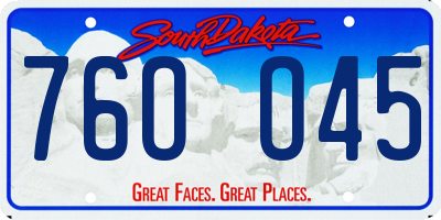 SD license plate 76OO45