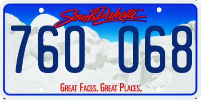 SD license plate 76OO68