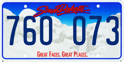 SD license plate 76OO73