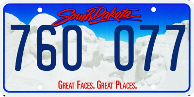 SD license plate 76OO77