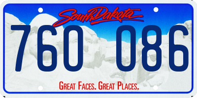 SD license plate 76OO86