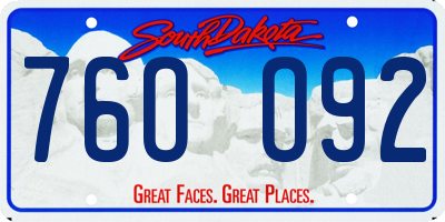 SD license plate 76OO92