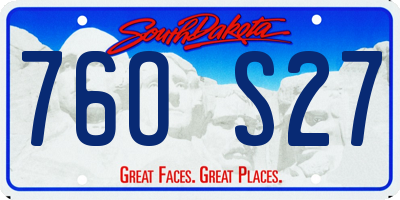 SD license plate 76OS27