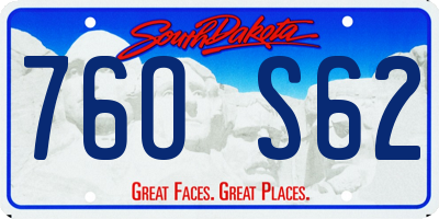SD license plate 76OS62