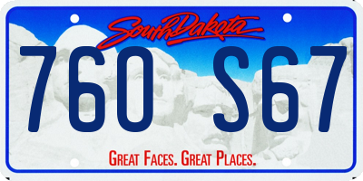 SD license plate 76OS67