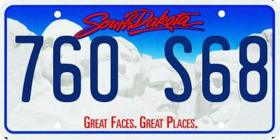 SD license plate 76OS68