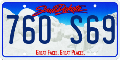 SD license plate 76OS69