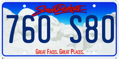 SD license plate 76OS80
