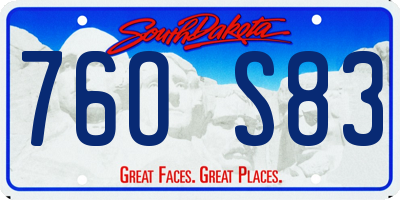 SD license plate 76OS83