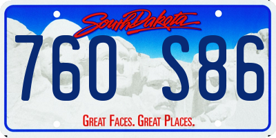 SD license plate 76OS86