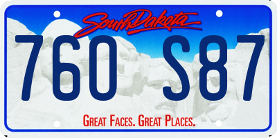 SD license plate 76OS87