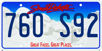 SD license plate 76OS92