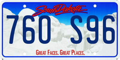 SD license plate 76OS96