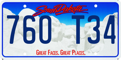 SD license plate 76OT34