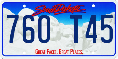SD license plate 76OT45