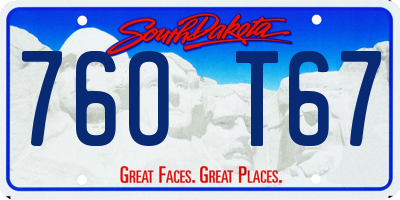 SD license plate 76OT67