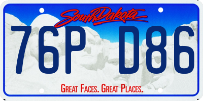 SD license plate 76PD86