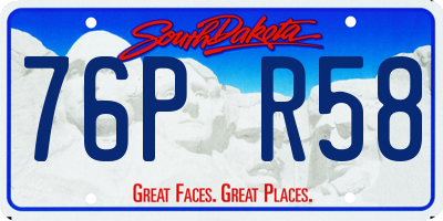 SD license plate 76PR58