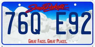 SD license plate 76QE92