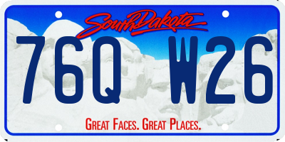 SD license plate 76QW26