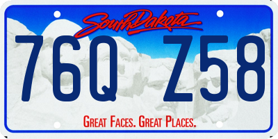 SD license plate 76QZ58