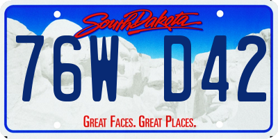 SD license plate 76WD42