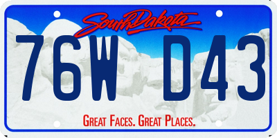 SD license plate 76WD43