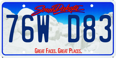 SD license plate 76WD83