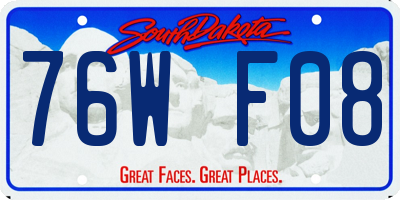 SD license plate 76WF08