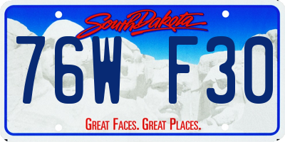 SD license plate 76WF30