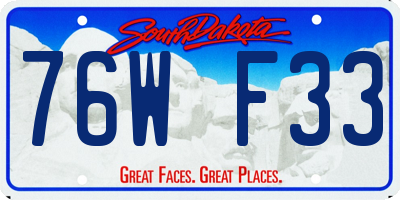 SD license plate 76WF33
