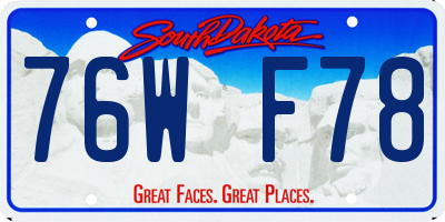 SD license plate 76WF78