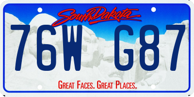 SD license plate 76WG87