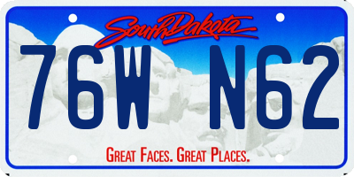 SD license plate 76WN62