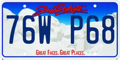 SD license plate 76WP68