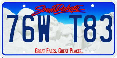 SD license plate 76WT83