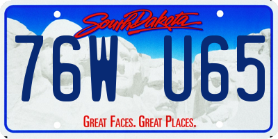 SD license plate 76WU65
