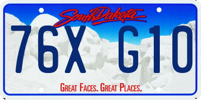 SD license plate 76XG10