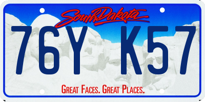 SD license plate 76YK57