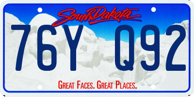 SD license plate 76YQ92