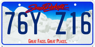 SD license plate 76YZ16