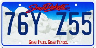 SD license plate 76YZ55