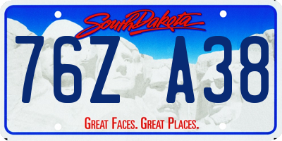 SD license plate 76ZA38